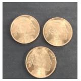 (3) COPPER ROUNDS 1 OZ