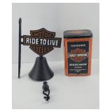 MOTORCYCLE BELL & HARLEY DAVIDSON TIN