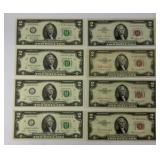 (8) $2 BILLS 1953, 1963 & 2017