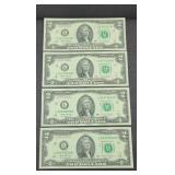 (4) $2 DOLLAR BILLS, CONSECUTIVE