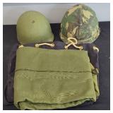 MILITARY HELMETS & BAG