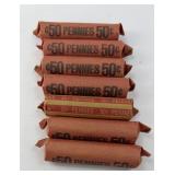 (7) ROLLS OF WHEAT PENNIES (350) COINS
