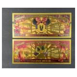 (2) GOLD FOIL DISNEY FANTASY BILLS