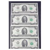 (4) $2 UNCIRCULATED CONSECUTIVE
