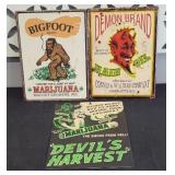 (2) METAL MARIJUANA & HAIR OIL SIGNS