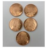 (5) COPPER 1 OZ ROUNDS
