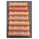 (7) ROLLS OF WHEAT PENNIES (350) COINS