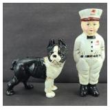 CAST IRON MOBILE GAS MAN & BULLDOG BANKS