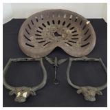 CAST IRON BELL FRAMES & METAL TRACTOR SEAT