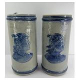 (2) SLEEPY EYE CATTAIL POTTERY VASES