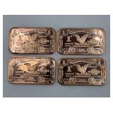 (4) 1 OUNCE COPPER BARS