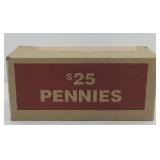 (50) ROLLS OF PENNIES 2500 COINS, SEALED IN BOX
