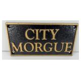 CAST IRON CITY MORGUE SIGN