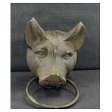 CAST IRON HOG HEAD HITCHING POST
