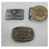 (3) BELT BUCKLES: FAST CLUB & COAL