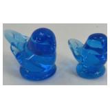 (2) GLASS BLUE BIRDS PAPERWEIGHT