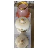 RUFFLED LAMP SHADE & 2 CHINA DOME COVERS (ALT LOC)