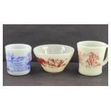 FIRE KING DAVY CROCKETT MUGS & BOWL