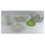 GLASS JUICERS & FIRE KING MUG