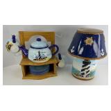 DECORATIVE TEA SET & CANDLE HOLDER
