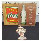 (3) COCA COLA METAL SIGNS