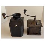 (2) ANTIQUE TIN COFFEE GRINDER