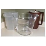 TUPPERWARE PITCHER, PLASTIC ICE BUCKET &