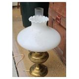BRASS LAMP W/ GLASS SHADE