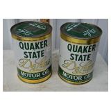 (2) VINTAGE QUAKER STATE OIL CANS FULL