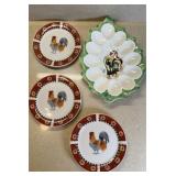 ROOSTER EGG PLATE & SAUCERS