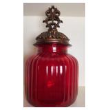 RED GLASS DECORATIVE DISH