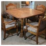 OAK DINING TABLE W/ 4 CLUB CHAIRS