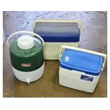 VINTAGE COLEMAN WATER COOLER & (2) COOLERS