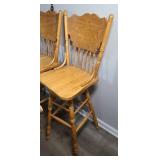 (3) OAK SWIVEL BAR STOOL CHAIRS