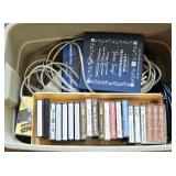 CASSETTES, AUDIO CORDS, & MORE W/ TOTE