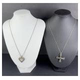 (2) STERLING SILVER NECKLACES W/ PENDANTS