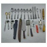 (2) FILET KNIVES & ASSTD SILVERWARE