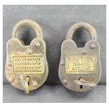 (2) PRISON LOCKS, TOMBSTONE & NEW YORK ASYLUM