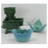 (2) VAN BRIGGLE CANDLE HOLDER & PLANTER