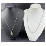 (2) STERLING SILVER NECKLACES, DENVER PENDANT