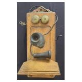 ANTIQUE WOOD PHONE- NO INSIDES