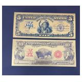 10 DOLLAR & 5 DOLLAR GOLD CERTIFICATE FANTASY BILL