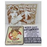 (3) METAL SIGNS: COMIC & SUPER HERO