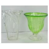 (2) HEAVY GLASS VASES