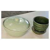 COVERED CASSEROLE & MCCOY FLOWER POT