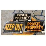 (3) METAL NO TRESPASSING SIGNS