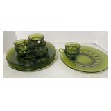 (4) INDIANA GLASS THUMBPRINT SNACK SETS