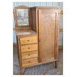 ANTIQUE OAK HOTEL DRESSER W/ WARDROBE