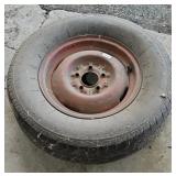 VINTAGE WHEEL W/ TIRE, 5 LUG,