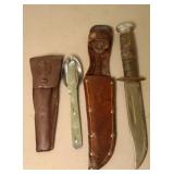 BOY SCOUT UTENSILS & BOWIE KNIFE